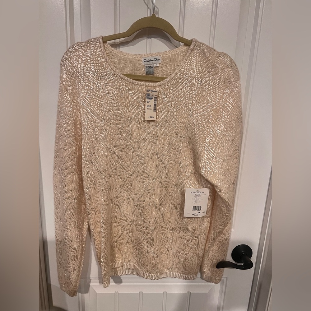 NWT rare Vintage Christian Dior Cream Knit Sweater